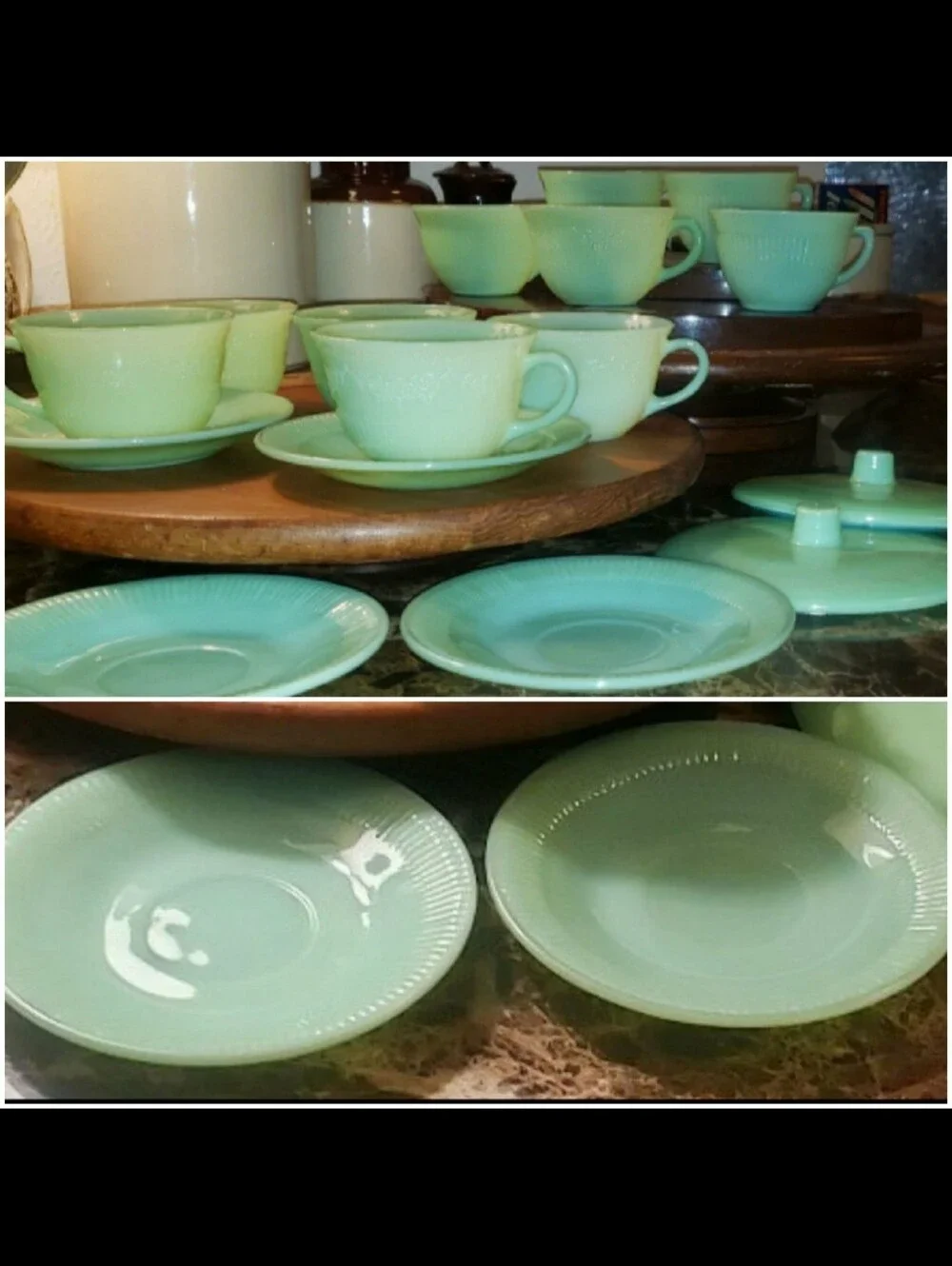 Vintage Jadeite Ribbed Plates/Saucers